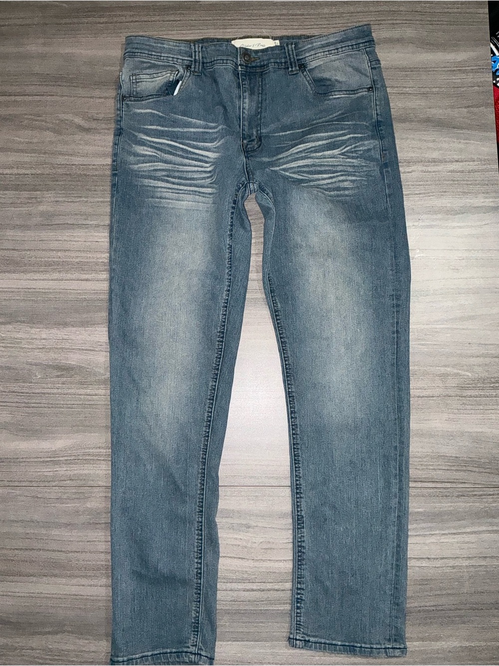 Stitches & Rivets Men's Slim Fit Denim Jeans 32x30 Light Wash Stretch